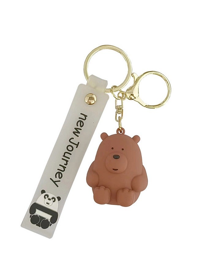 اتش واي لطيف الكرتون يجلس الدب سلسلة المفاتيح لحقائب اليد والمحافظ والحقائب وحقائب الظهر ، حلقة المفاتيح المعدنية - Image 5