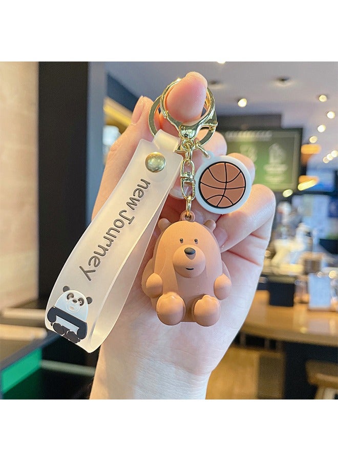 اتش واي لطيف الكرتون يجلس الدب سلسلة المفاتيح لحقائب اليد والمحافظ والحقائب وحقائب الظهر ، حلقة المفاتيح المعدنية - Image 3