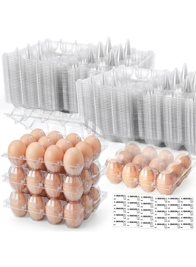 LoveInUSA 100PCS Clear Egg Cartons, Plastic Egg Holders Egg Cartons Cheap Bulk for Ranch Chicken Farm Market Display 12-cavity - Image 1