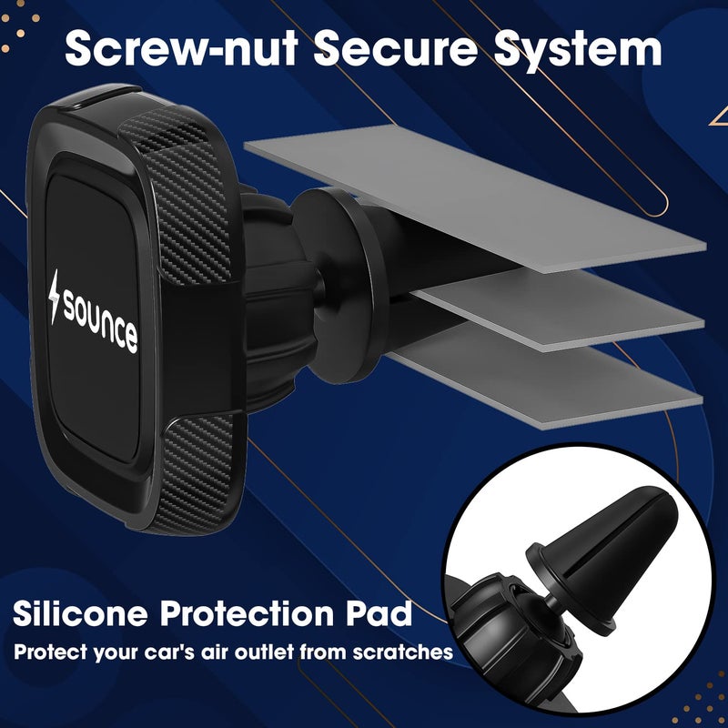 Sounce Magnetic Phone Car Mount, Universal Twist-Lock Air Vent Magnetic Car Phone Mount Holder, Phone Holder for Car Compatible with Cell Phones with Swift-Snap - Image 2