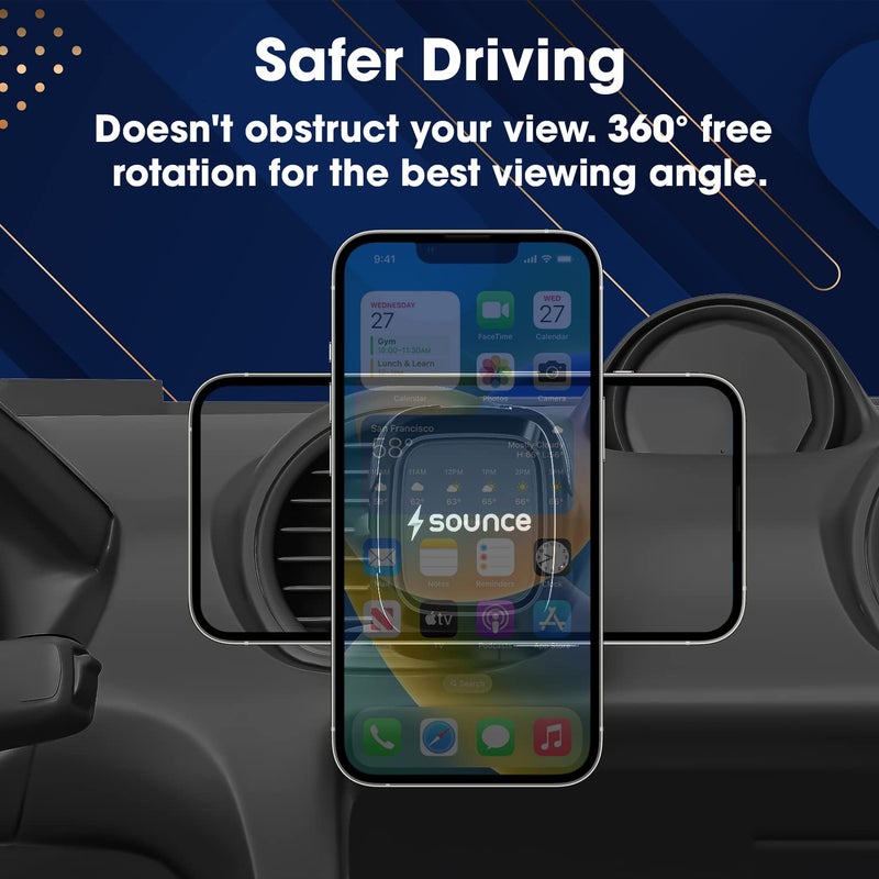 Sounce Magnetic Phone Car Mount, Universal Twist-Lock Air Vent Magnetic Car Phone Mount Holder, Phone Holder for Car Compatible with Cell Phones with Swift-Snap - Image 5