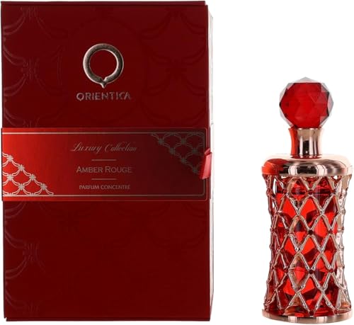 Orientica Luxury Collection Amber Rouge Parfum Concentre 06oz 18ml Woody Grey Amber Neroli Jasmine Saffron Rose Praline Oakmoss Incense Arabic Perfume Oil for Men Women - Image 1