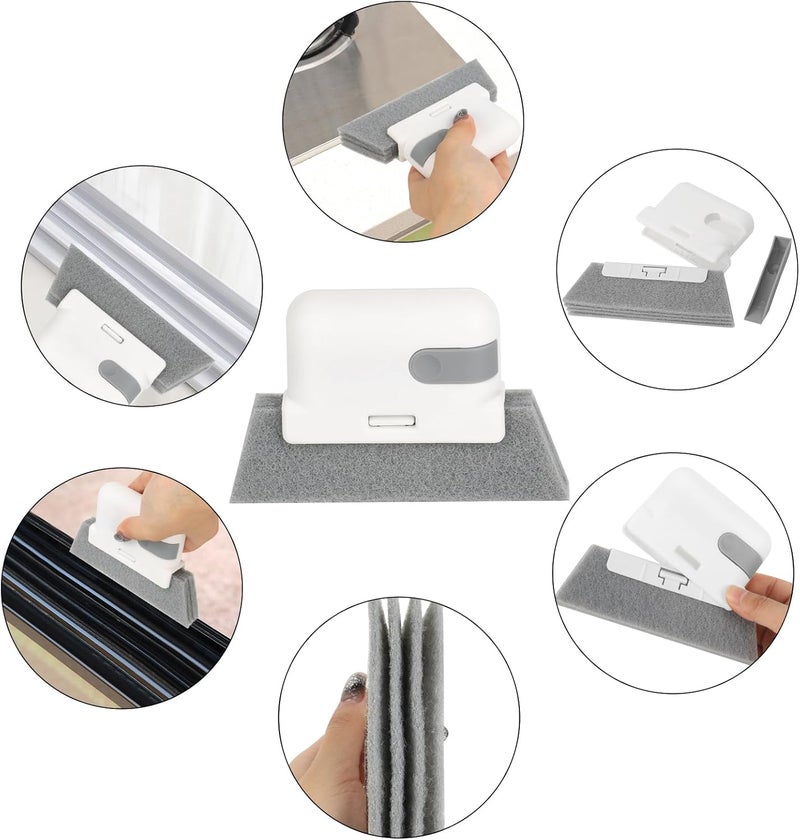 Machomby 8 قطع من أدوات تنظيف الفجوات المحمولة - فرش تنظيف شقوق مسار الأبواب والنوافذ، مكنسة تنظيف الستائر، فرشاة تنظيف سحرية للنوافذ لأبواب الدش، فتحات السيارة، مكيف الهواء، لوحة المفاتيح، الستائر - Image 3