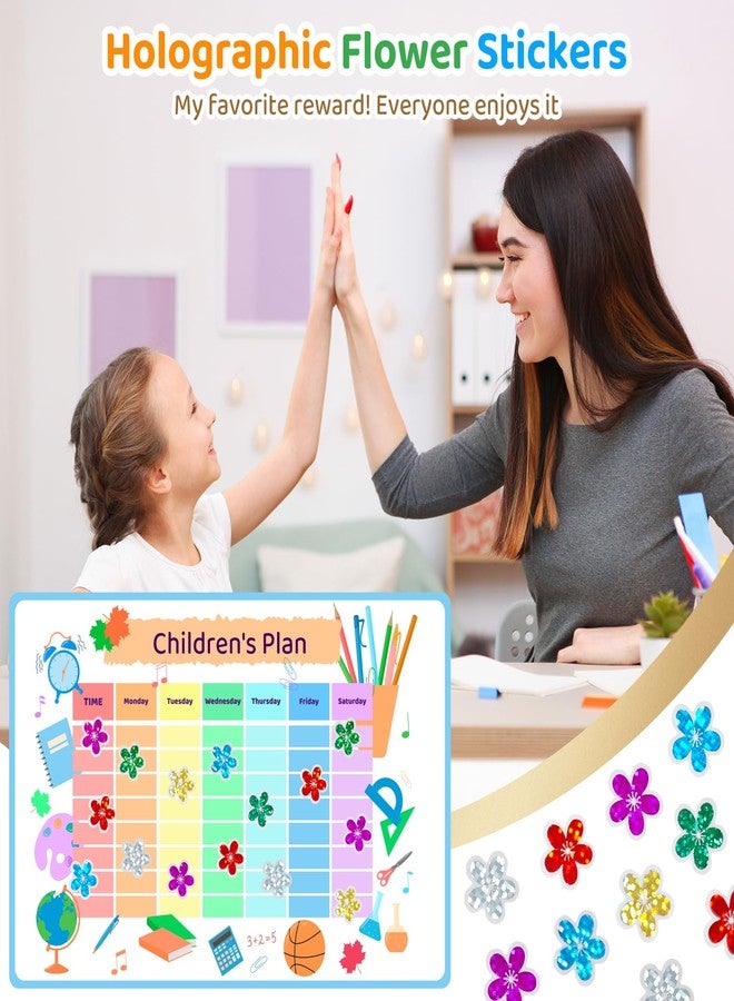 Germiwipe 1,440 Stickers for Kids' Rewards: 6 Colors Holographic Shiny Small Flowers, (0.5") for School, Classroom, Student, and Teacher Supplies, Behavior Reward Charts,DIY - Image 5