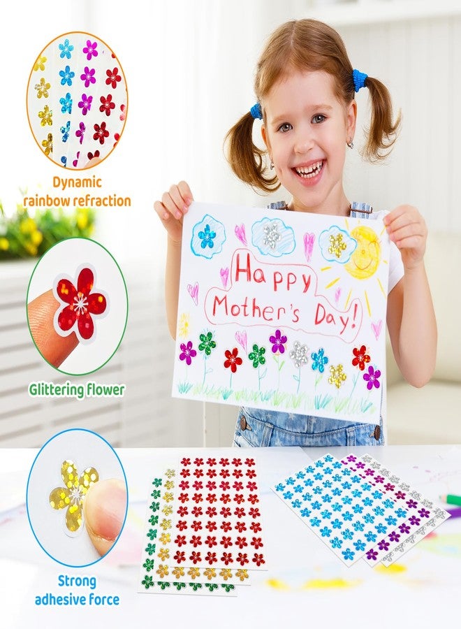 Germiwipe 1,440 Stickers for Kids' Rewards: 6 Colors Holographic Shiny Small Flowers, (0.5") for School, Classroom, Student, and Teacher Supplies, Behavior Reward Charts,DIY - Image 3