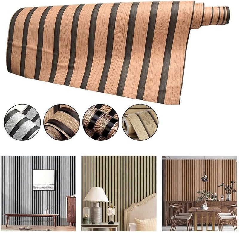تصميم شرائح الخشب الطبيعي ورق حائط قابل للإزالة عرض 40 سم مقاس 9 - Image 4