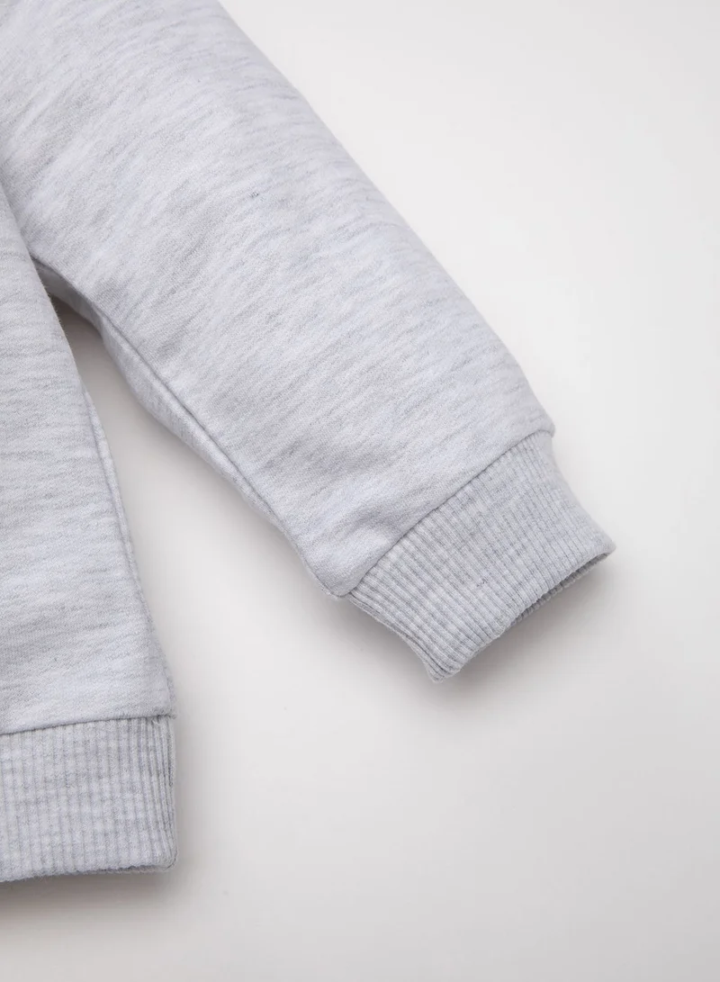ديفاكتو Grey Regular Fit Crew Neck Text Printed Sweatshirt