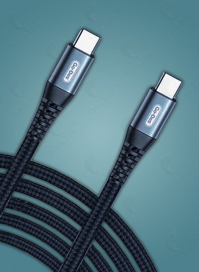 GO-DES 100W Ultra-Fast Type C to Type C Data Cable - 1000mm Length | Smart Chip | Nylon Braided Weave | 30,000-Fold Endurance Capacity | High-Quality Tinned Copper Wire for Efficient Charging & Long-Lasting Use - Image 2