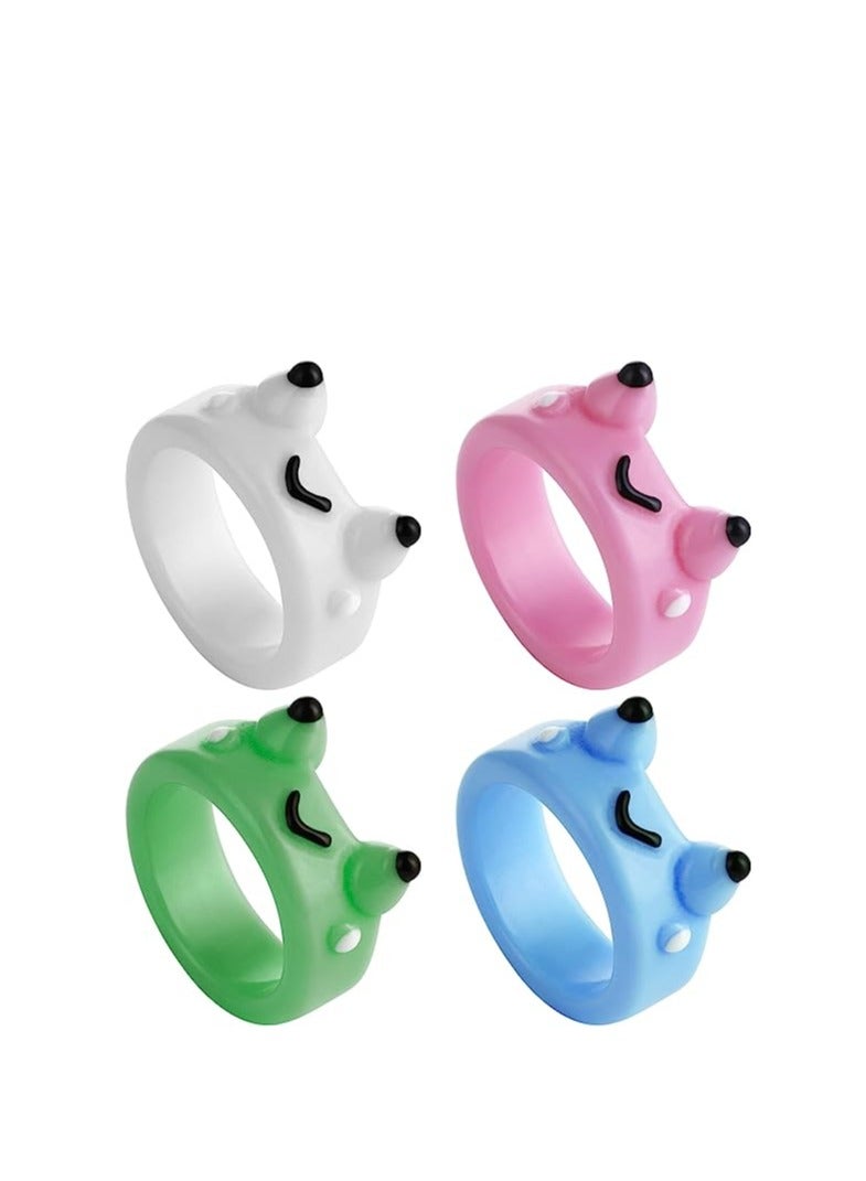 Excefore Women Frog Rings, Acrylic Cartoon Frog Rings, Cute Resin Rings Set for Teen Girls, Stackable Finger Chunky Rings, Friendship Birthday Funny Jewelry Gifts 4Pcs - Image 1