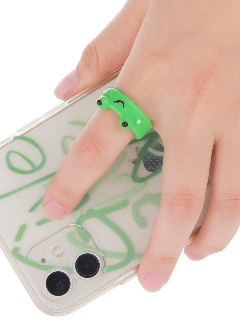 Excefore Women Frog Rings, Acrylic Cartoon Frog Rings, Cute Resin Rings Set for Teen Girls, Stackable Finger Chunky Rings, Friendship Birthday Funny Jewelry Gifts 4Pcs - Image 5