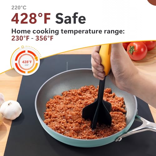 Li & Zhao LiZhao Ground Beef Chopper Tool Meat Chopper for Ground Beef Ground Meat Smasher Hamburger Smasher Tool Ground Beef Masher Meat Spatula Chopper Potato Mashers Heat Resistant Nylon for Mix Orange - Image 3