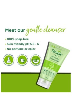 simple Refreshing Facial Wash, Soap Free, For All Skin Types 150ml  - Image 5