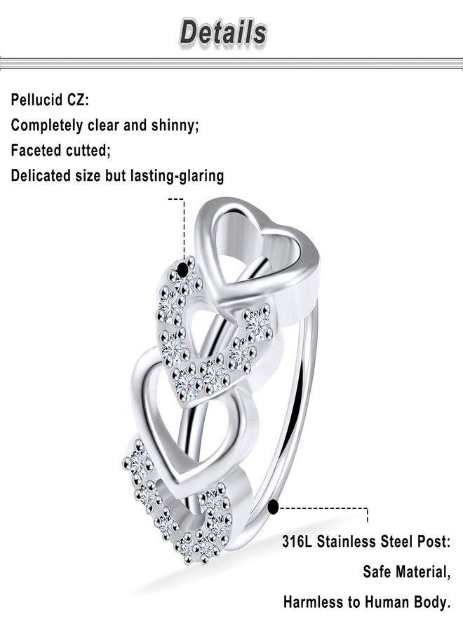 Ocptiy 18G Nose Rings Studs Hoop Piercing Jewelry for Women Stainless Surgical Steel Hypoallergenic L Shaped Cute Nose Rings Bend Curved Cubic Zirconia Nose Nostril Ring Stud Piercing Jewelry Men 2MM - Image 3