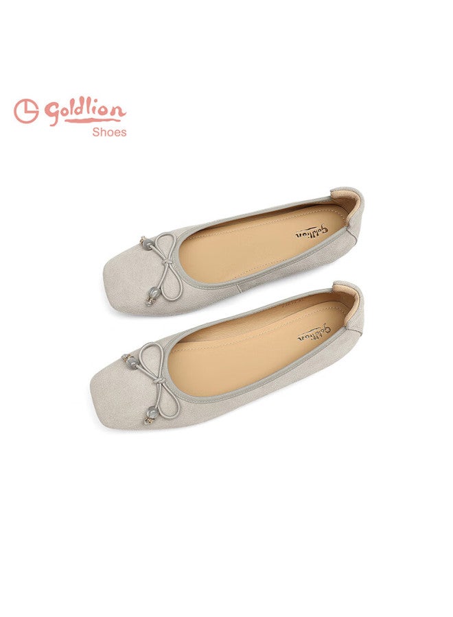 Goldlion Women's Ballet Style Bow Slip-on Flat Soft Sole Sweet Single Shoes G692530253 Gray Size 38 - Image 4