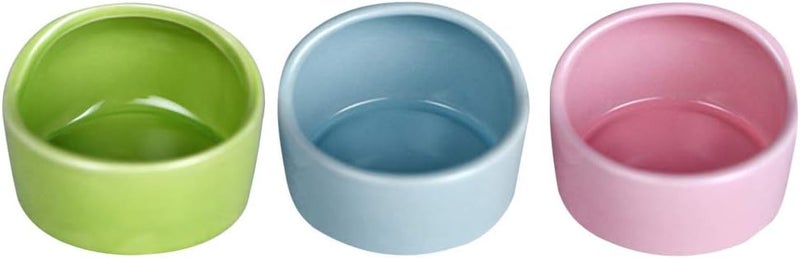 ويوبلز 3 أوعية طعام للحيوانات الأليفة، وعاء طعام للهامستر، وعاء سيراميك مضاد للعض، وعاء شرب مضاد للانقلاب، مناسب للجربوع والقنفذ القزم وخنزير غينيا، لون عشوائي - Image 1
