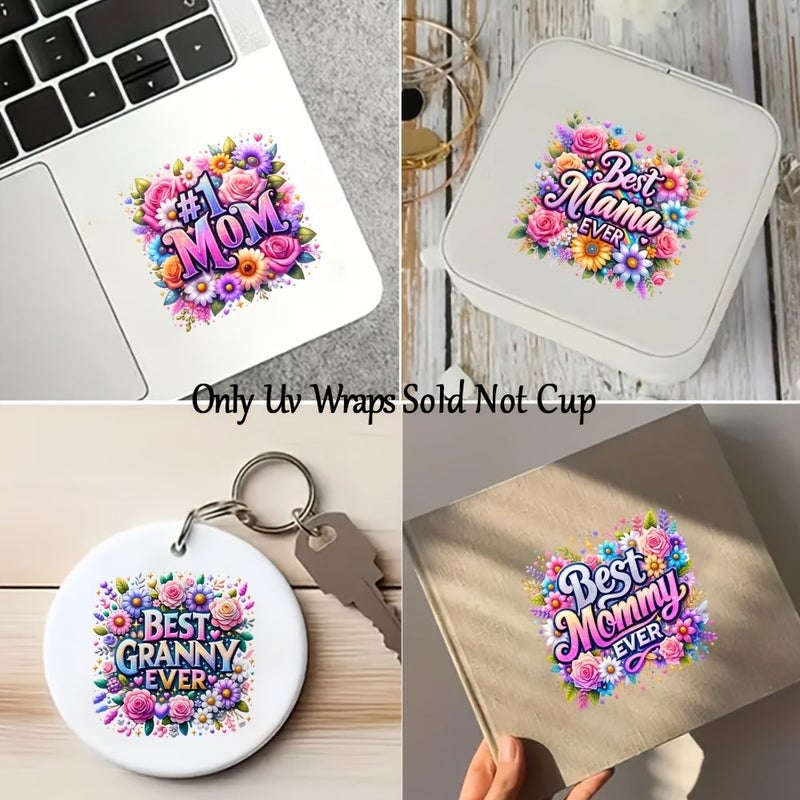 12pcs Family UV DTF Transfers Mom Floral for Glass Cups Tumblers Phone Cases DIY Gift - Image 3
