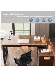 HXDream L-Shaped Desk,Office Desk,Computer Desk With Drawers,Three-Layer Locker On The Right With Drawers,Suitable For PC, Bedroom, Home, Office  - Image 4