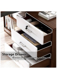 HXDream L-Shaped Desk,Office Desk,Computer Desk With Drawers,Three-Layer Locker On The Right With Drawers,Suitable For PC, Bedroom, Home, Office  - Image 5