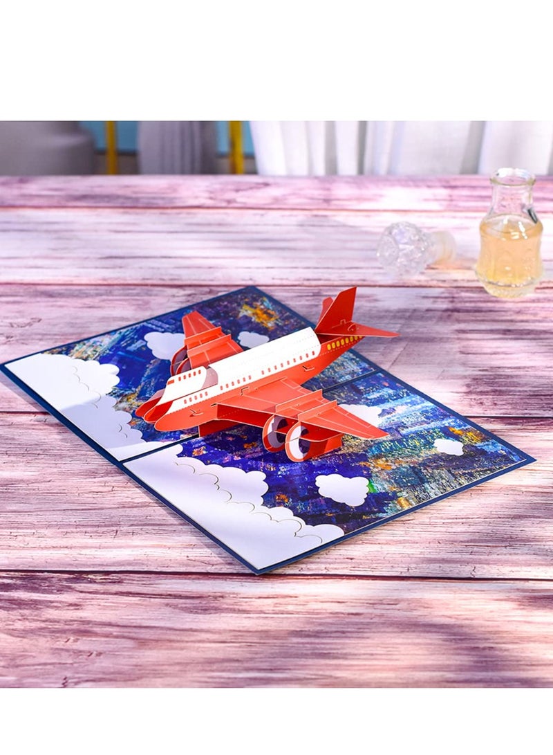 3D Airplane Pop-Up Card - Handmade Greeting Card for All Occasions: Happy Birthday, Anniversary, Graduation, Congratulations, Father's Day, Retirement, Get Well Wishes for Pilots  Travelers. - Image 2