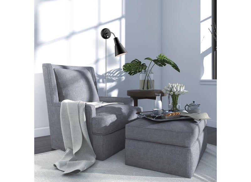 Globe Electric جلوبي إلكتريك 65312 راميزاي ضوء الجدار بزاوية مرنة، أسود غير لامع، لمبة غير مشمولة - Image 5