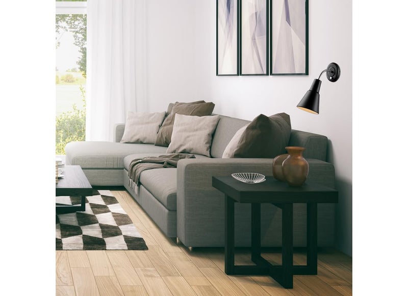 Globe Electric جلوبي إلكتريك 65312 راميزاي ضوء الجدار بزاوية مرنة، أسود غير لامع، لمبة غير مشمولة - Image 3