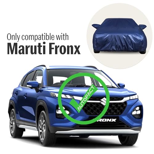 Autofact 210D SuperDuper Waterproof Car Cover for Maruti Fronx | All-Weather Protection, UV & Heat Resistant, Windproof with Buckle Belt, Scratchproof & Dustproof, Navy Blue Color - Image 2