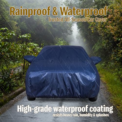 Autofact 210D SuperDuper Waterproof Car Cover for Maruti Fronx | All-Weather Protection, UV & Heat Resistant, Windproof with Buckle Belt, Scratchproof & Dustproof, Navy Blue Color - Image 3