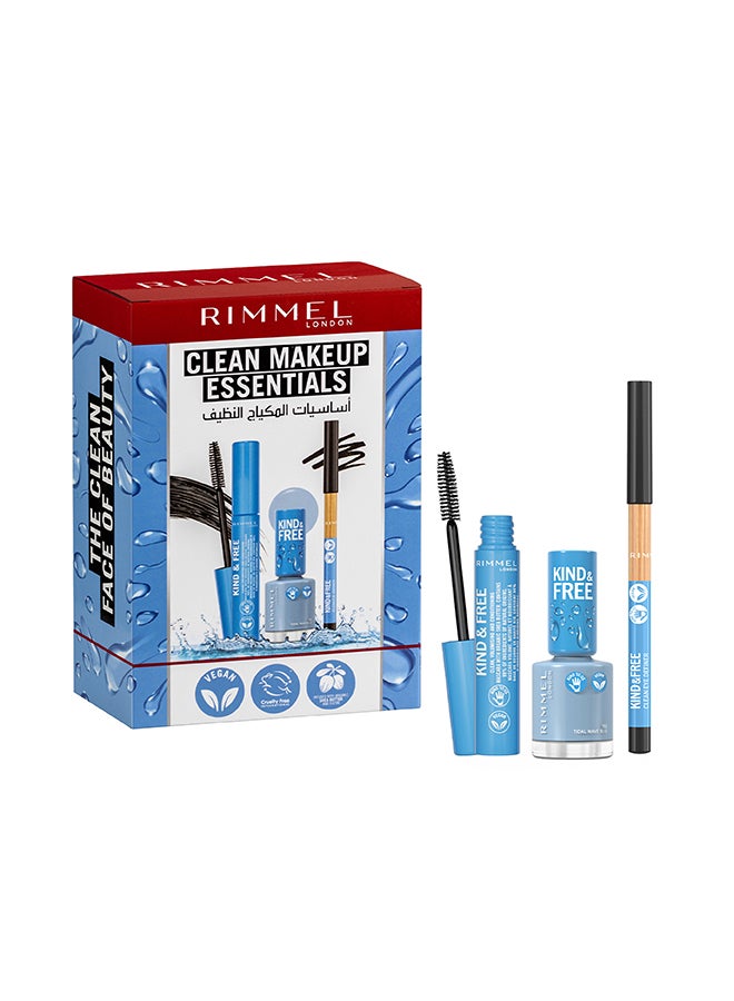 RIMMEL LONDON مجموعة أساسيات المكياج النظيفة من كيه آند إف مكونة من 3 قطع - Image 1