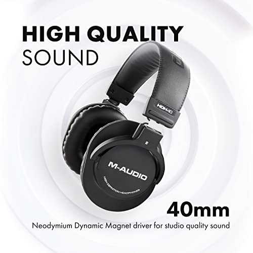 M-Audio HDH40 – Over Ear Studio Headphones with Closed Back Design, Flexible Headband and 2.7m Cable for Studio Monitoring, Podcasting and Recording - Black - Image 2