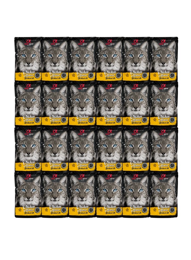 Alpha Spirit Chicken Mousse for Sterilized Cats, 24 x 85 g Pouches - Image 1