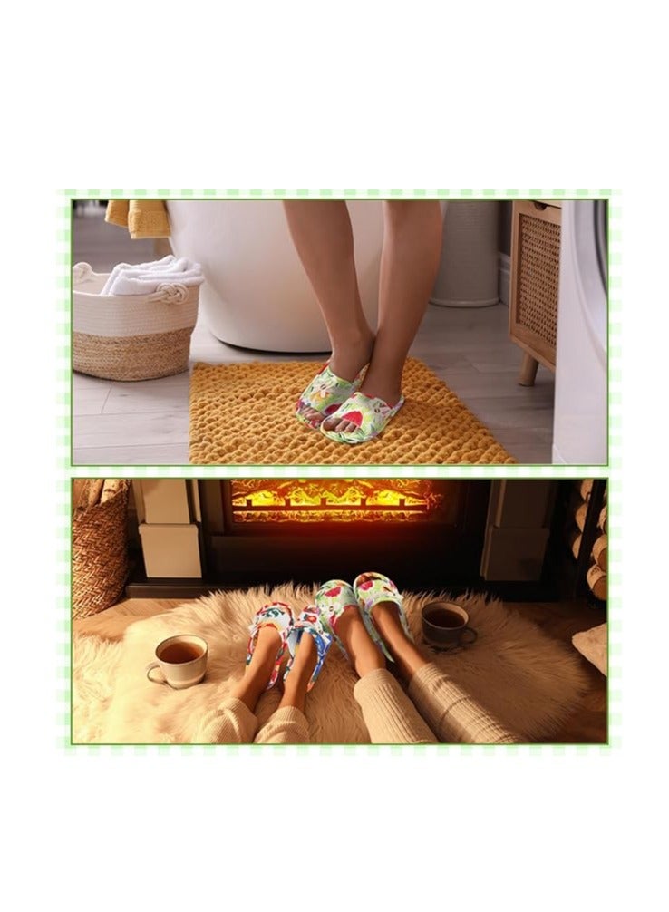 Excefore 5 Pairs Floral Cotton House Slippers for Women, Soft Open Toe Indoor Spa Slippers for Guests Washable Comfortable Portable Slippers Non Slip Slippers for Hotel Travel Bedroom Airplane Party - Image 5