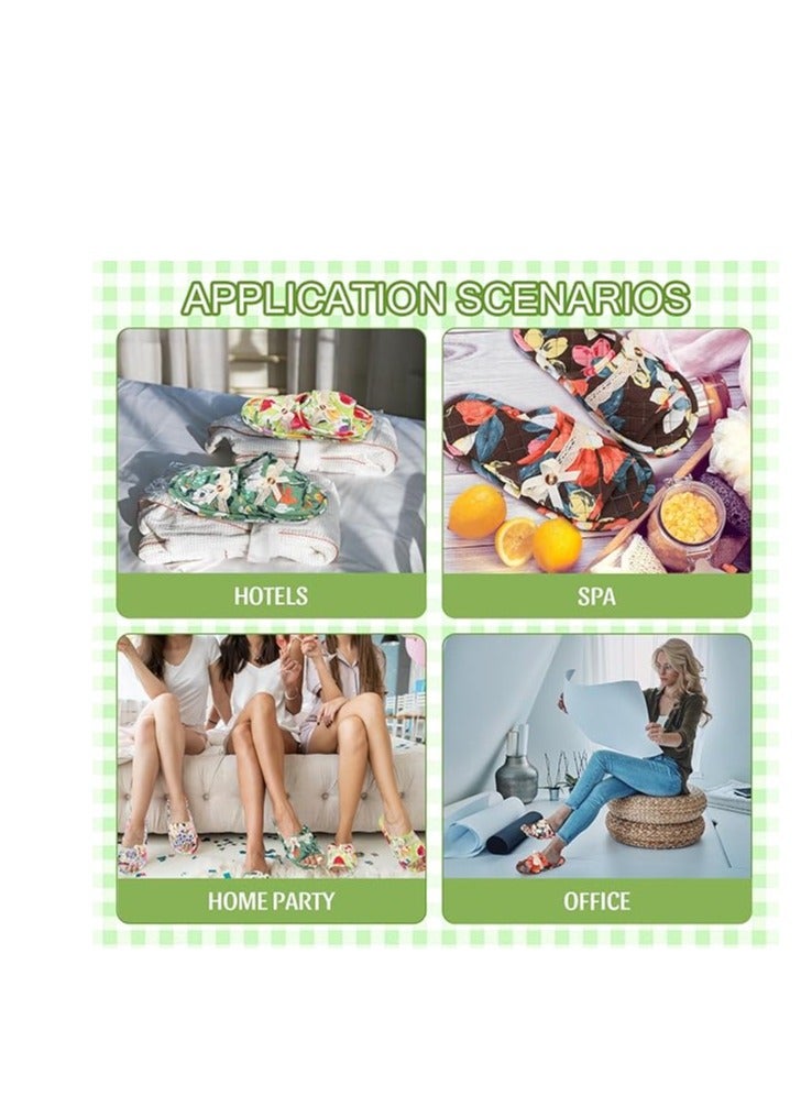 Excefore 5 Pairs Floral Cotton House Slippers for Women, Soft Open Toe Indoor Spa Slippers for Guests Washable Comfortable Portable Slippers Non Slip Slippers for Hotel Travel Bedroom Airplane Party - Image 4