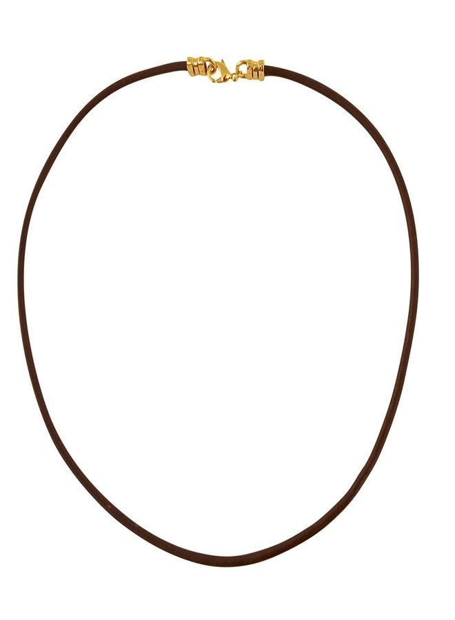 DragonWeave Gold Plated 3mm Thick Brown Leather Cord Necklace - 34 inches - Image 1
