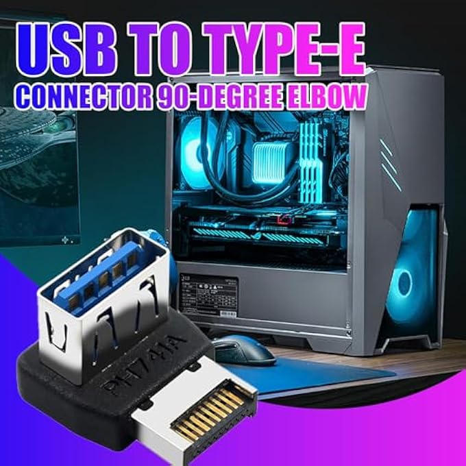 rayihni USB 3.1 FRONT PANEL CONVERTER,COMPUTER MOTHERBOARD USB3.1 TO INTERFACE ADAPTER | 90 DEGREE STEERING CONNECTOR FOR TEENS GIRLS MEN WOMEN - Image 2