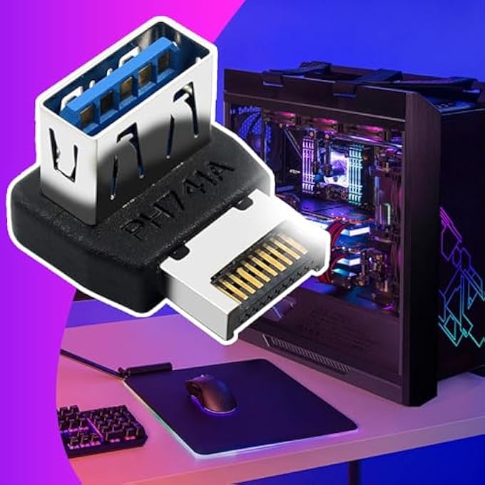 rayihni USB 3.1 FRONT PANEL CONVERTER,COMPUTER MOTHERBOARD USB3.1 TO INTERFACE ADAPTER | 90 DEGREE STEERING CONNECTOR FOR TEENS GIRLS MEN WOMEN - Image 3