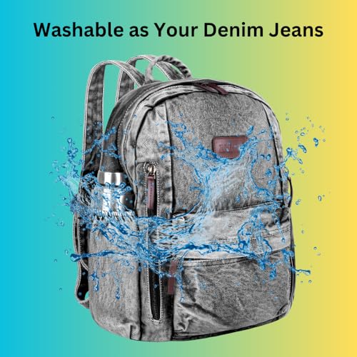 ZAINTO Grey Denim Backpack with Multi-Compartment Design - Washable, Eco-Friendly, Stylish, Durable Recycled & Upcycled Backpack|2 Compartments 25 liters - Image 5