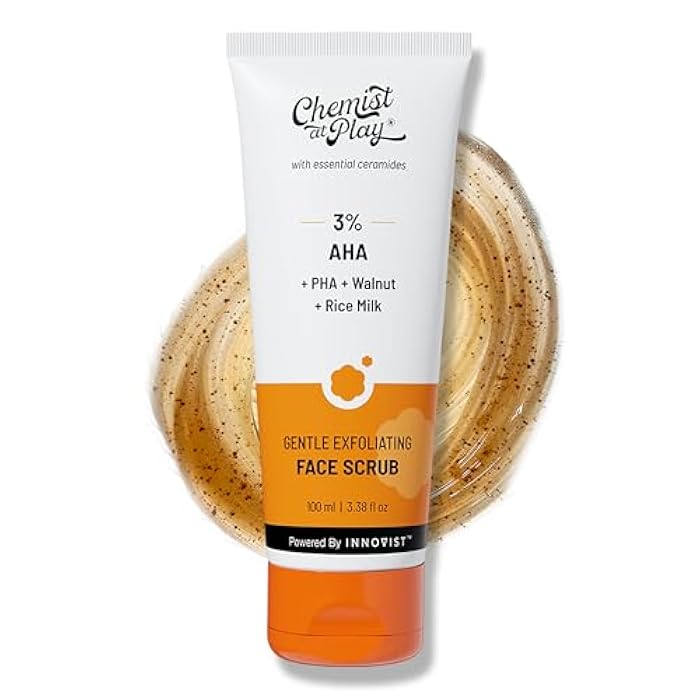 Chemist At Play Gentle Exfoliating Face Scrub with Mandelic Acid & Walnuts | Removes Dead Skin & Blackheads | Detans |Gives Instant Glow| Face Scrub for Women & Men | 100ml - Image 1