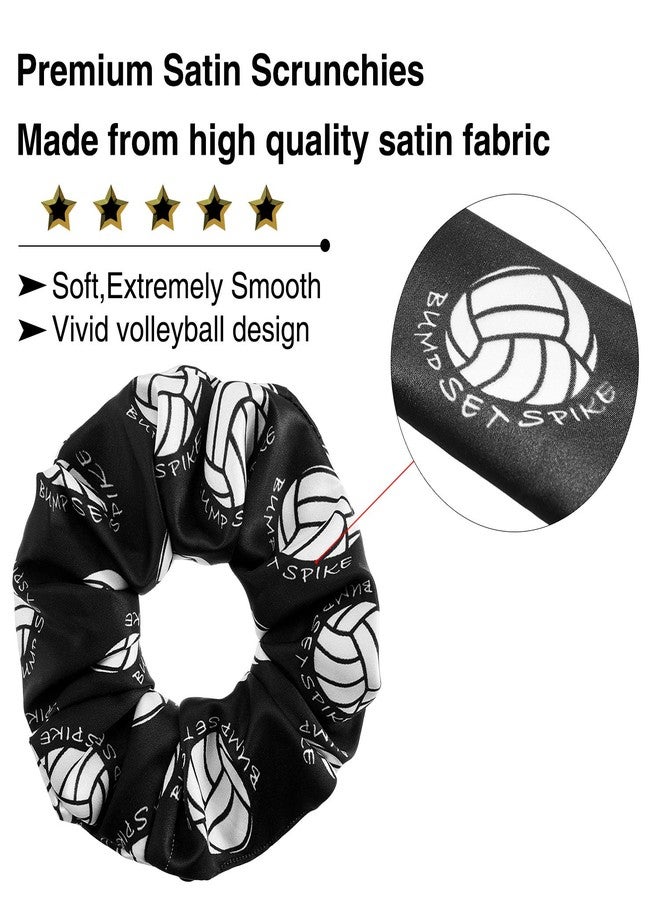 WILLBOND 12 Pieces Silk Hair Scrunchies Volleyball Sport Hair Elastic Satin Ties Bands Ponytail Holders for Players Teams Gifts Wristband Decoration Accessories Women Volleyball party(Black) - Image 2