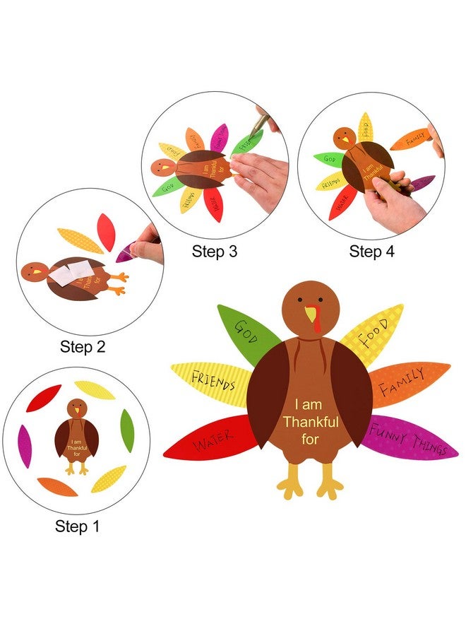Gejoy 56 Pieces Thanksgiving Turkey Craft Kits DIY Turkey Thanksgiving Party School Activities Decoration Supplies, Makes Up to 8 Turkeys - Image 2