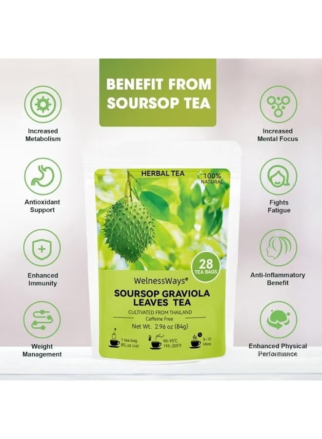 WelnessWays 100% Pure Soursop Graviola Leaves tea,Annona muricata - Guanabana - Premium Quality 100% Pure Leaf - Image 2