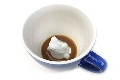 Creature Cups FROG Ceramic Cup (11 Ounce, Cobalt Blue) - Hidden 3D Animal Inside Mug Emerges As You Drink - Holiday, Birthday and Housewarming Drinkware Gift for Coffee & Tea Lovers - Image 1