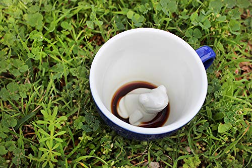 Creature Cups FROG Ceramic Cup (11 Ounce, Cobalt Blue) - Hidden 3D Animal Inside Mug Emerges As You Drink - Holiday, Birthday and Housewarming Drinkware Gift for Coffee & Tea Lovers - Image 2