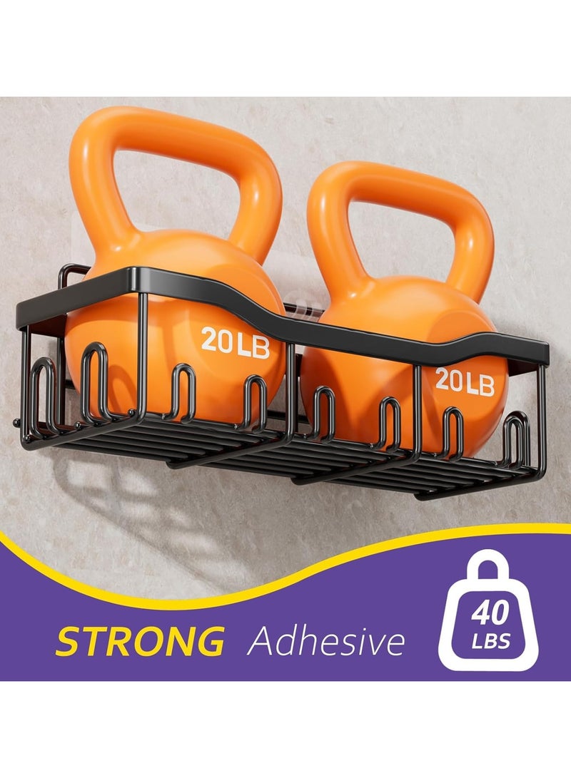 Beauenty Shower Caddy 5 Pack, Adhesive Bathroom Organizer, with 10 Hooks, No Drilling, Large Capacity, Waterproof Stainless Steel Shower Shelf for Inside Shower - Image 3