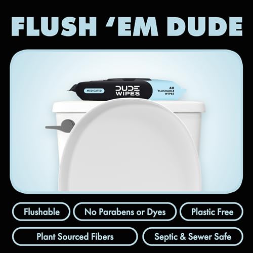 DUDE Wipes - Medicated Flushable Wipes - 3 Pack, 144 Count - Unscented - Extra-Large - Maximum Strength Medicated Witch Hazel - Septic and Sewer Safe Medicated - Image 3