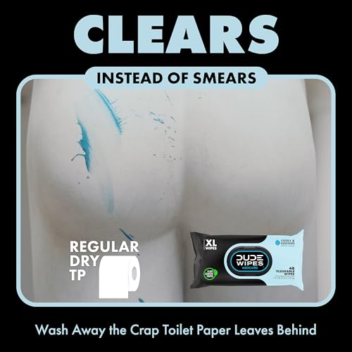 DUDE Wipes - Medicated Flushable Wipes - 3 Pack, 144 Count - Unscented - Extra-Large - Maximum Strength Medicated Witch Hazel - Septic and Sewer Safe Medicated - Image 2