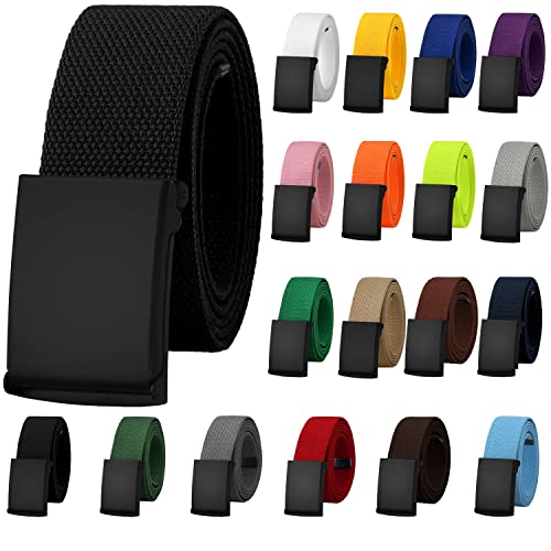 Falari Canvas Web Belt Fully Adjustable Cut to Fit Golf Belt Flip Top Black Buckle - Black - Image 1