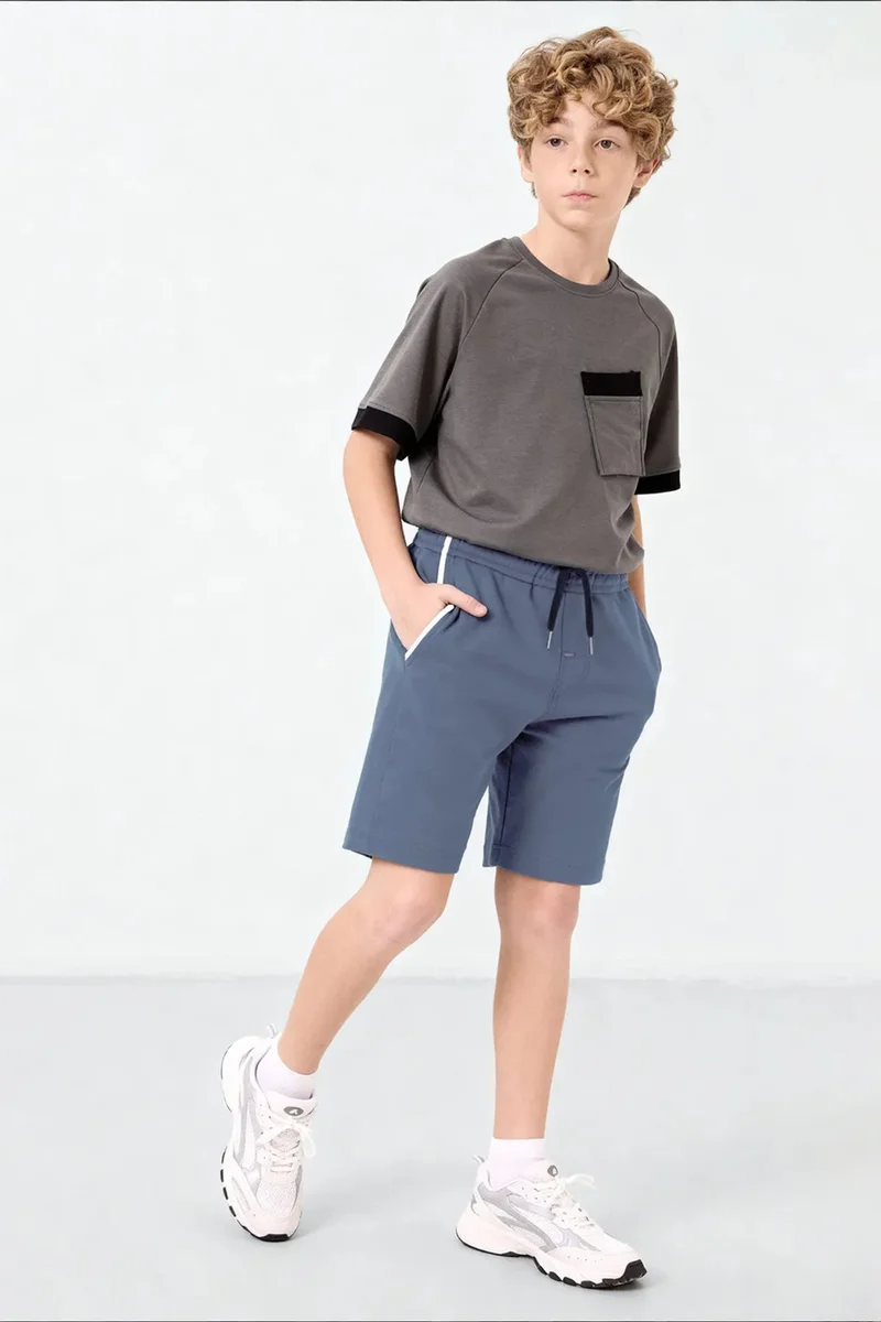 Tommylife Maya Blue TOMMY Youth Cotton-Blend Shorts for Men | Best Price UAE