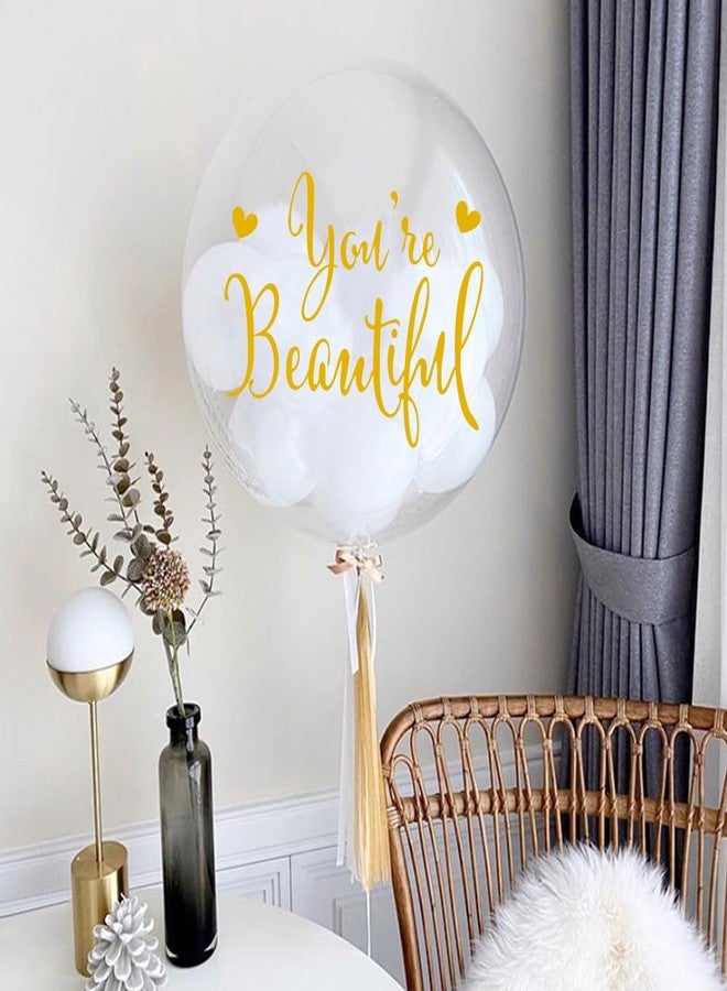 Mimeile I Love You Balloon Stickers You’re Beautiful Bobo Balloon Decals 10 PCS Mixed Color DIY Letter Self-adhesive Glass Window Paster Wedding Bride Shower Party Supplies - Image 4