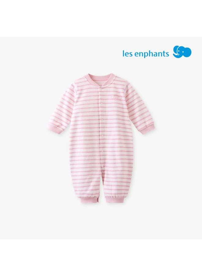 Les enphants Liyingfang Baby Romper 5a Antibacterial Newborn Uni Long Sleeve Jumpsuit Pink Elephant 66cm - Image 1