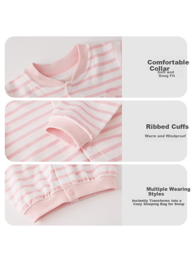 Les enphants Liyingfang Baby Romper 5a Antibacterial Newborn Uni Long Sleeve Jumpsuit Pink Elephant 66cm - Image 4